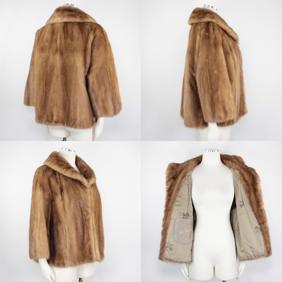 Mink 3/4 Sleeve Swing Fur Coat Chestnut Brown 925 - Picture 6 of 8